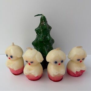 VTG Christmas Decorative Candles Set of 5 - 4 Carolers 1 Christmas Tree Novelty